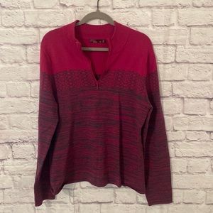 Prana Red & Gray Half-Zip Sweater